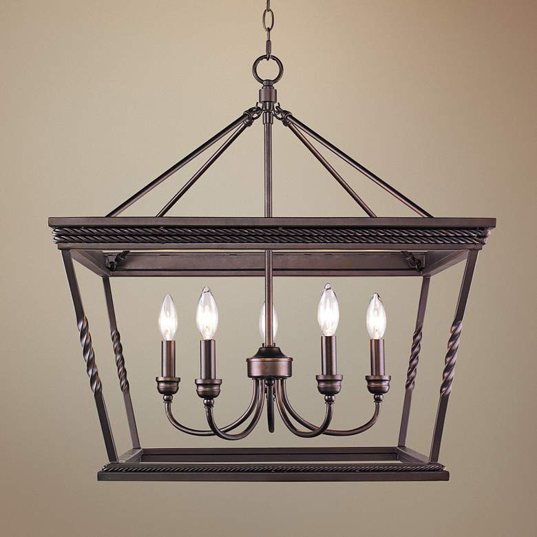 Image 1 Golden Lighting Davenport 24" Wide 5-Light Etruscan Bronze Pendant
