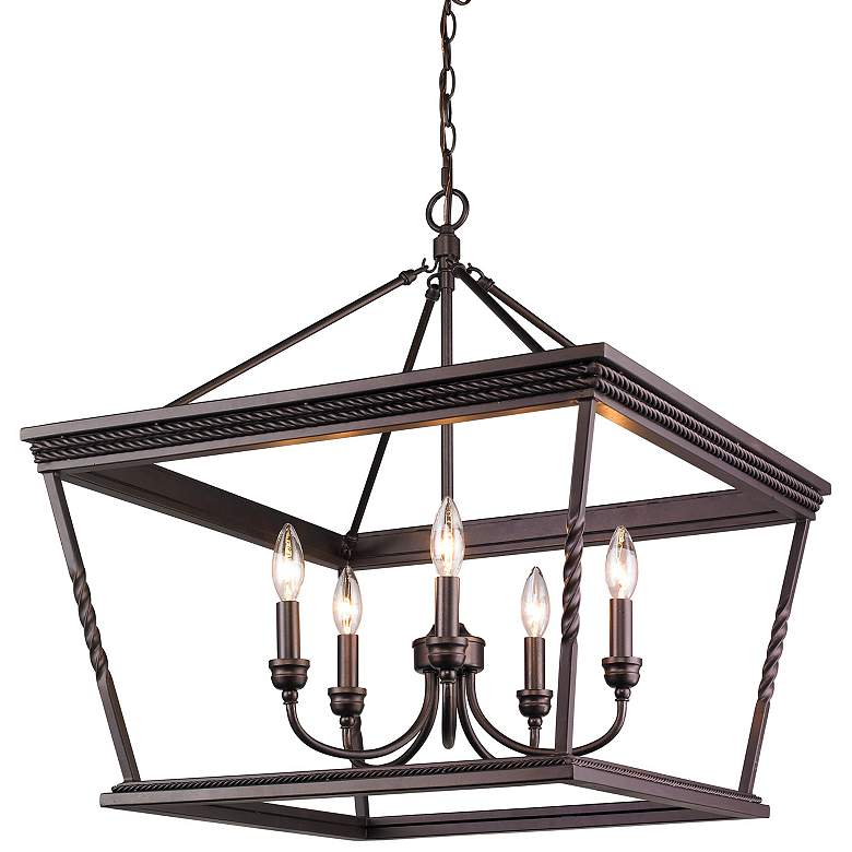 Image 4 Golden Lighting Davenport 24" Wide 5-Light Etruscan Bronze Pendant more views