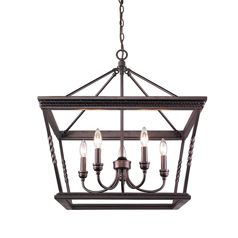 Image 5 Golden Lighting Davenport 24" Wide 5-Light Etruscan Bronze Pendant more views