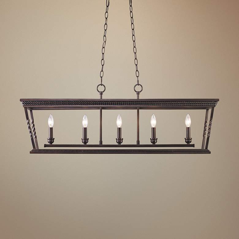 Image 1 Golden Lighting Davenport 41" Etruscan Bronze Island Light Pendant