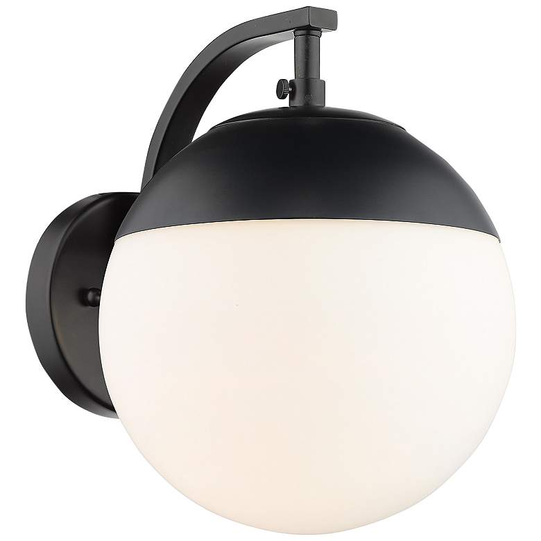 Image 1 Golden Lighting Dixon 7 3/4" Matte Black Opal Glass Modern Wall Sconce