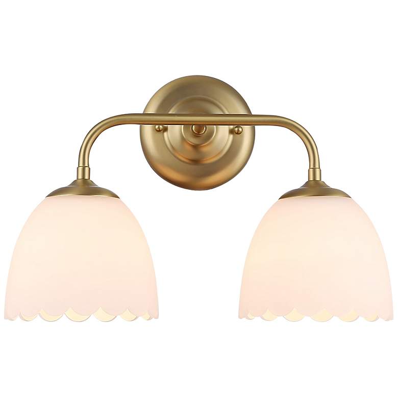 Image 1 Golden Lighting Dorinda 16 1/4" Champagne Bronze Opal Glass Bath Light