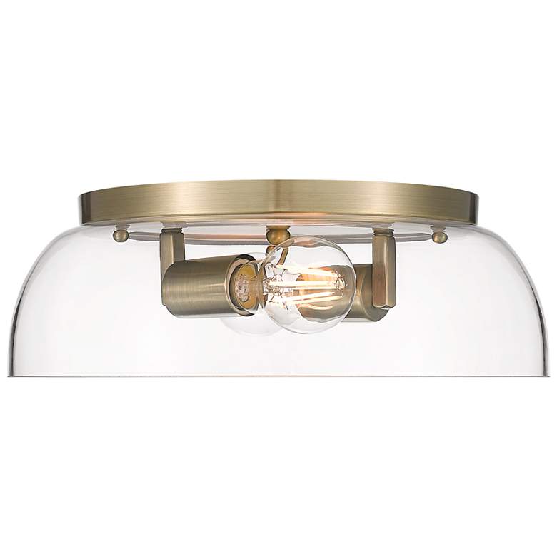 Image 1 Golden Lighting Duncan 14" Aged Brass Clear Glass Ceiling Light