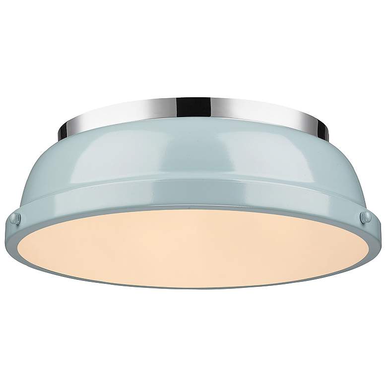 Image 3 Golden Lighting Duncan 14" Chrome and Seafoam Blue Ceiling Light more views