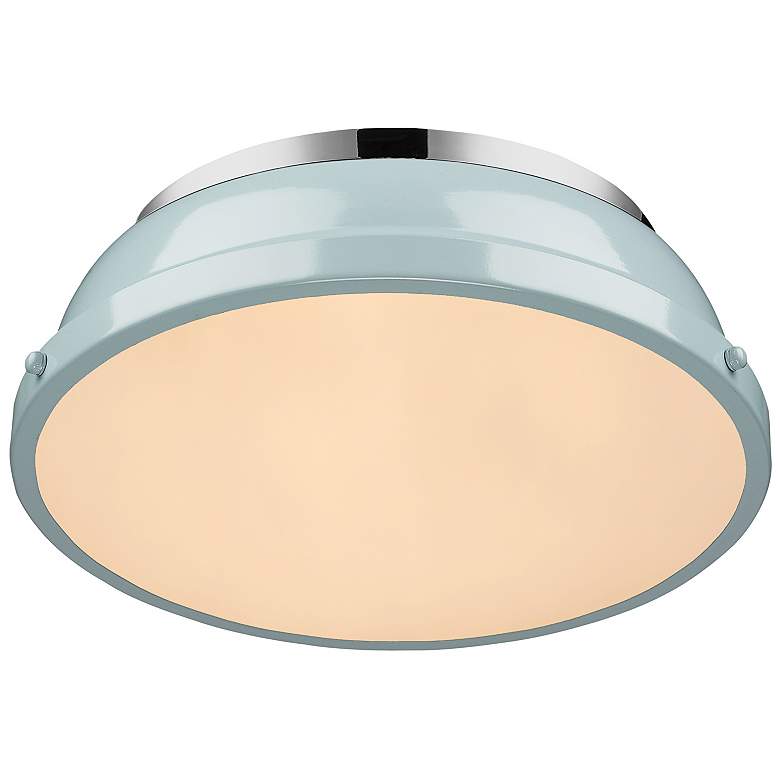 Image 4 Golden Lighting Duncan 14" Chrome and Seafoam Blue Ceiling Light more views