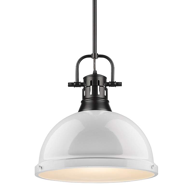 Image 1 Golden Lighting Duncan 14" Industrial Modern White Dome Pendant Light