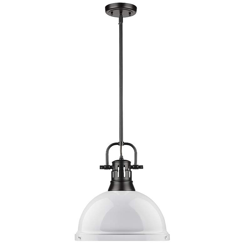 Image 4 Golden Lighting Duncan 14" Industrial Modern White Dome Pendant Light more views