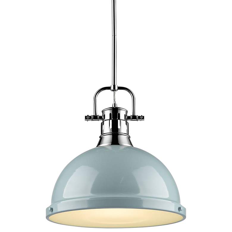 Image 1 Golden Lighting Duncan 14" Wide Chrome and Seafoam Blue Pendant Light