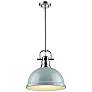 1_Golden Lighting Duncan 14" Wide Chrome and Seafoam Blue Pendant Light