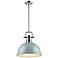 Golden Lighting Duncan 14" Wide Chrome and Seafoam Blue Pendant Light