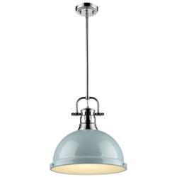 Golden Lighting Duncan 14" Wide Chrome and Seafoam Blue Pendant Light