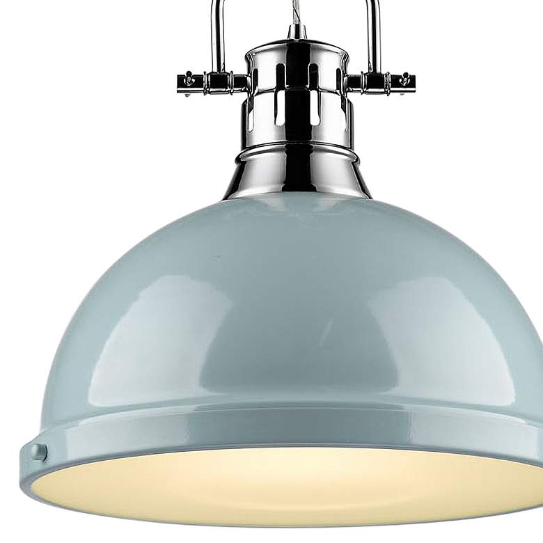 Image 2 Golden Lighting Duncan 14" Wide Chrome and Seafoam Blue Pendant Light more views