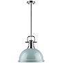 2_Golden Lighting Duncan 14" Wide Chrome and Seafoam Blue Pendant Light more views