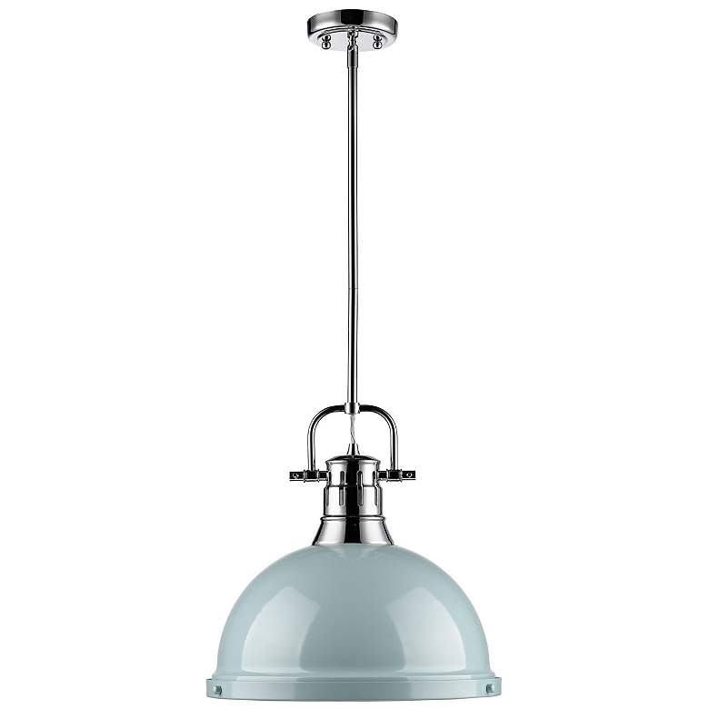 Image 3 Golden Lighting Duncan 14" Wide Chrome and Seafoam Blue Pendant Light more views