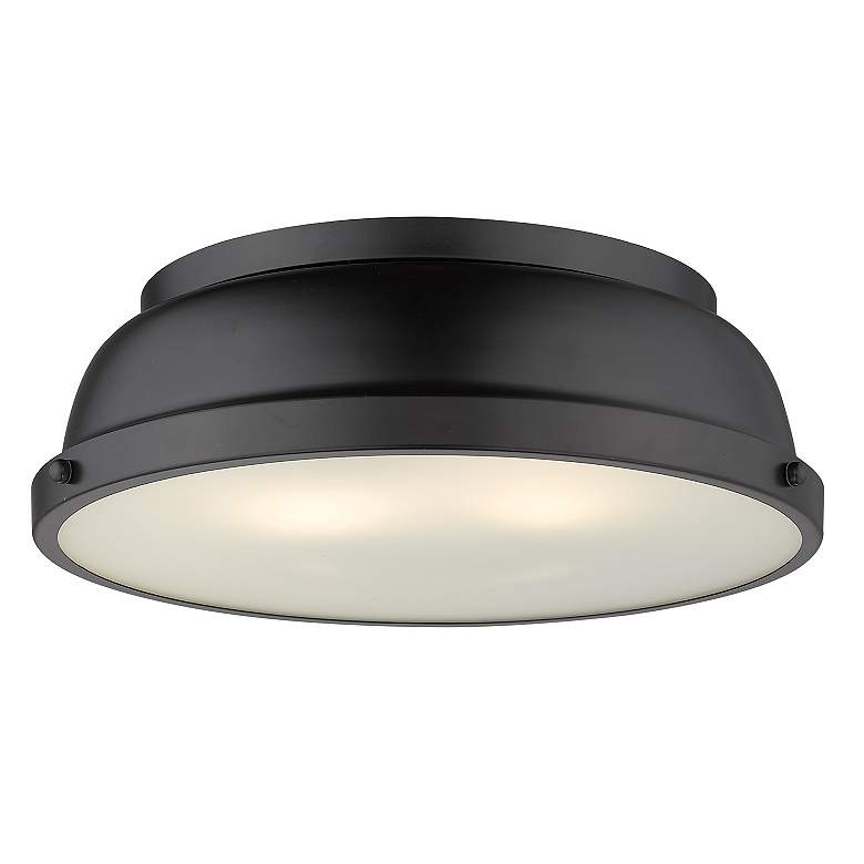 Image 2 Golden Lighting Duncan 14" Wide Matte Black Flush Mount Ceiling Light more views
