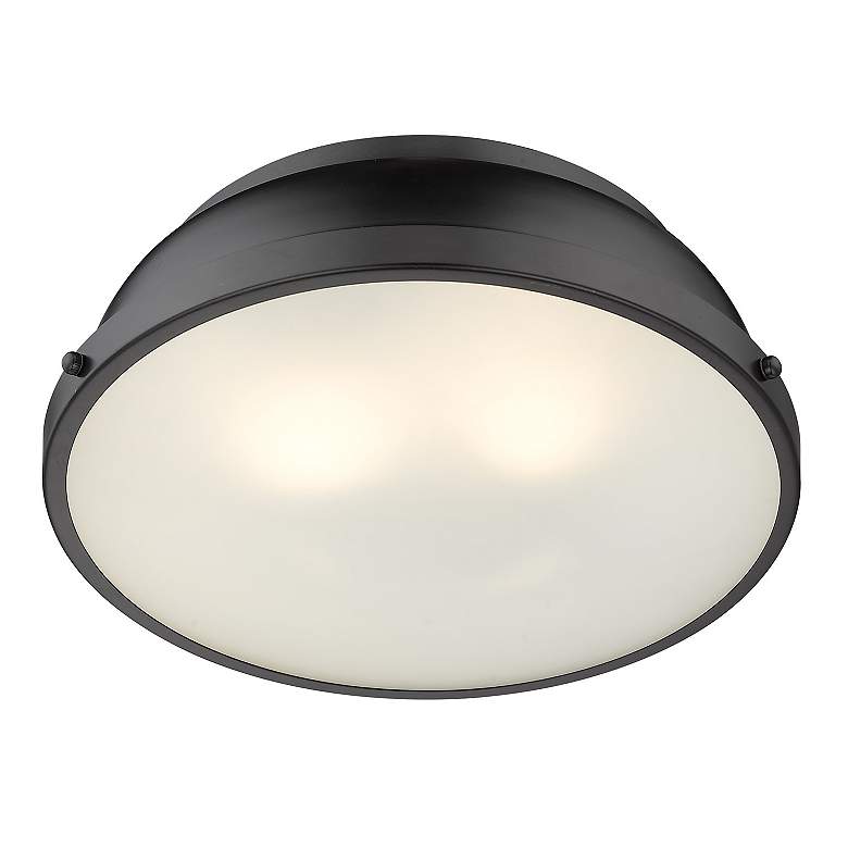 Image 3 Golden Lighting Duncan 14" Wide Matte Black Flush Mount Ceiling Light more views