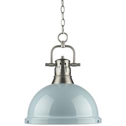 Golden Lighting Duncan 14&quot; Wide Pewter and Seafoam Pendant Dome Light