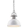 Golden Lighting Duncan 14" Wide Pewter and White Glass Dome Pendant