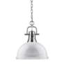 Golden Lighting Duncan 14" Wide Pewter and White Glass Dome Pendant