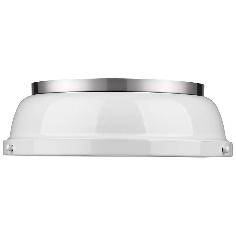 Image 1 Golden Lighting Duncan 14" Wide Pewter Ceiling Light with White Shade