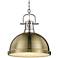 Golden Lighting Duncan 14" Wide Pewter with Aged Brass Dome Pendant