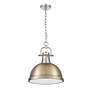2_Golden Lighting Duncan 14" Wide Pewter with Aged Brass Dome Pendant more views