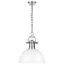 1_Golden Lighting Duncan 14" Wide Pewter with Matte White Pendant
