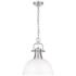 Golden Lighting Duncan 14" Wide Pewter with Matte White Pendant