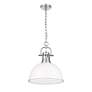 2_Golden Lighting Duncan 14" Wide Pewter with Matte White Pendant more views