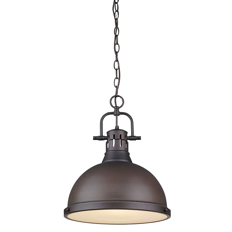 Image 1 Golden Lighting Duncan 14" Wide Rubbed Bronze Chain Hung Pendant Light