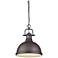 Golden Lighting Duncan 14" Wide Rubbed Bronze Chain Hung Pendant Light