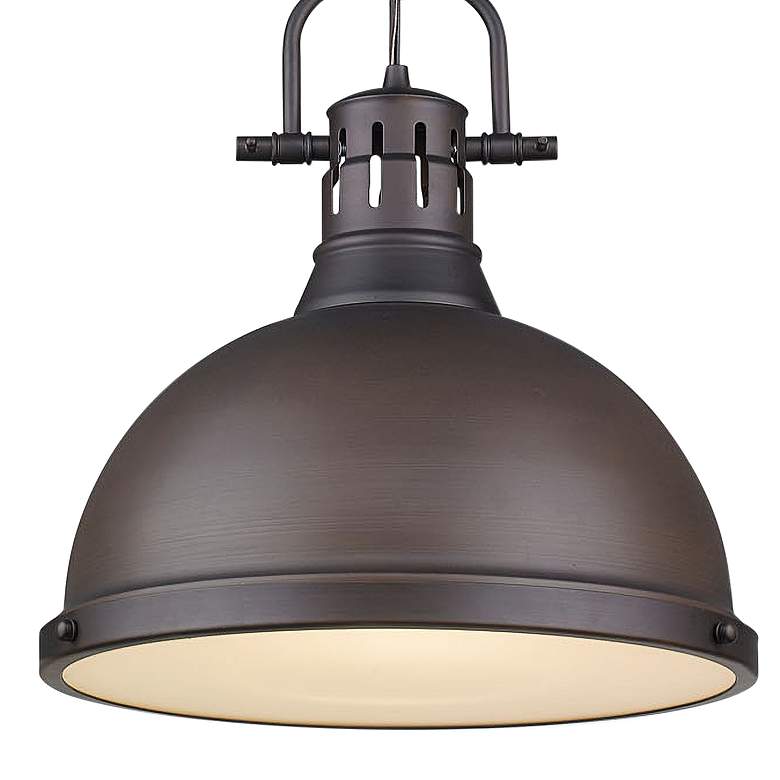Image 2 Golden Lighting Duncan 14" Wide Rubbed Bronze Chain Hung Pendant Light more views