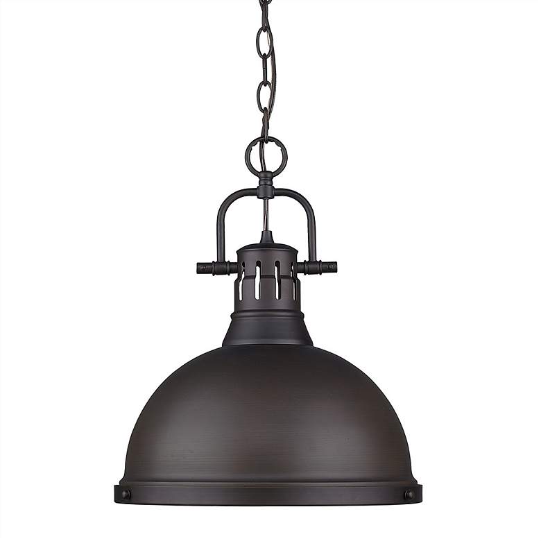Image 3 Golden Lighting Duncan 14" Wide Rubbed Bronze Chain Hung Pendant Light more views