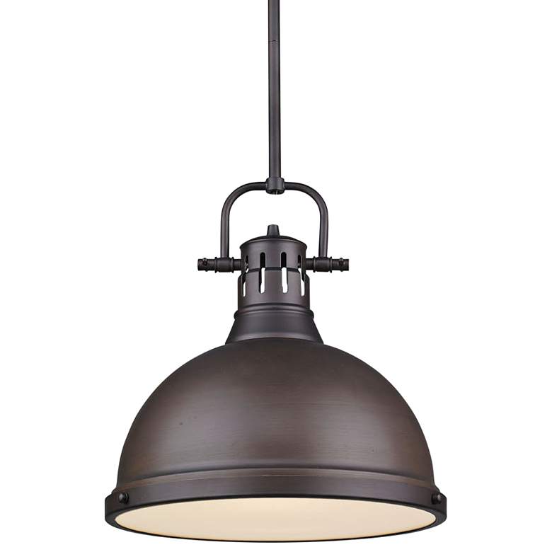 Image 2 Golden Lighting Duncan 14 inch Wide Rubbed Bronze Dome Pendant Light