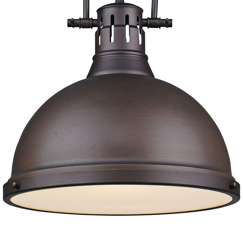 Image 3 Golden Lighting Duncan 14" Wide Rubbed Bronze Dome Pendant Light more views