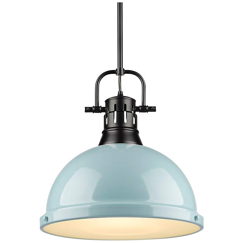 Image 1 Golden Lighting Duncan 14" Wide Seafoam Blue Dome Pendant Light