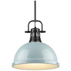 Golden Lighting Duncan 14" Wide Seafoam Blue Dome Pendant Light