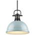 Golden Lighting Duncan 14" Wide Seafoam Blue Dome Pendant Light