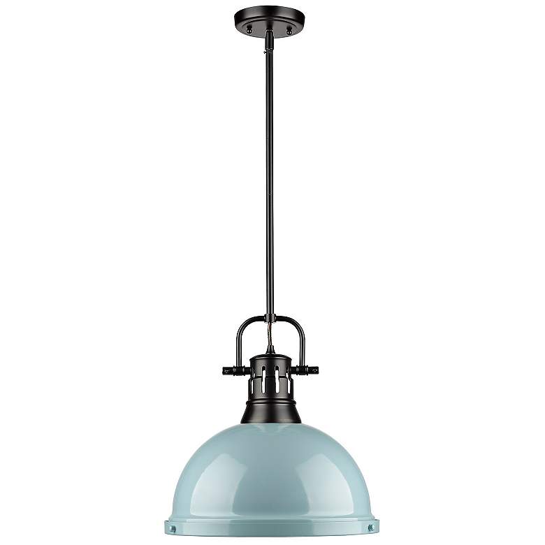 Image 3 Golden Lighting Duncan 14" Wide Seafoam Blue Dome Pendant Light more views