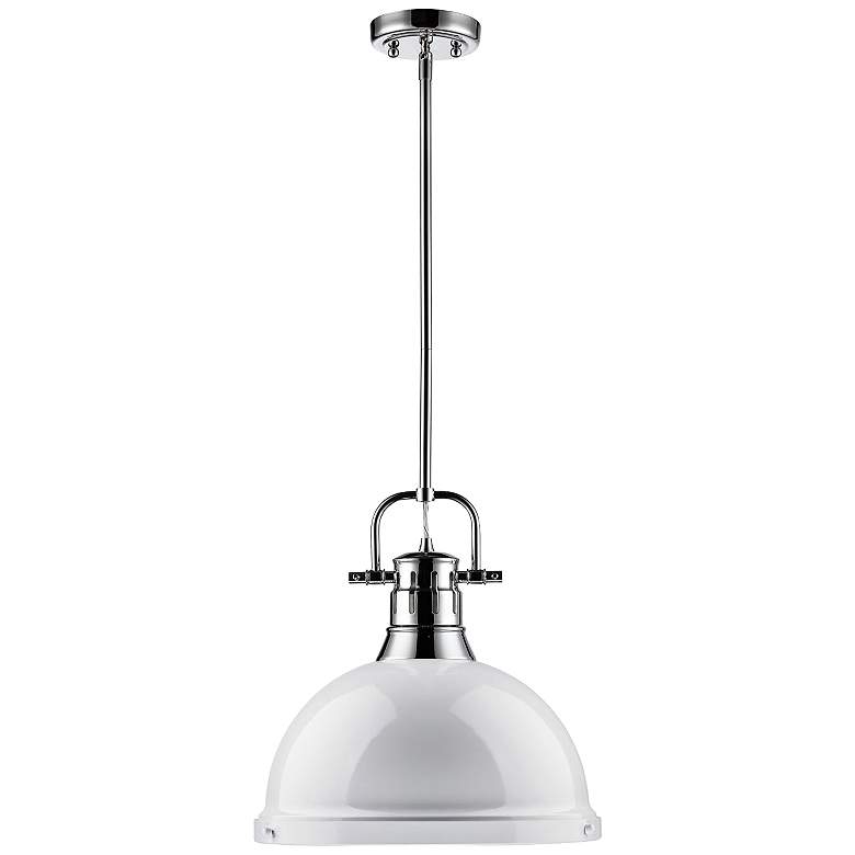 Image 3 Golden Lighting Duncan 14" Wide White Dome Pendant Light more views