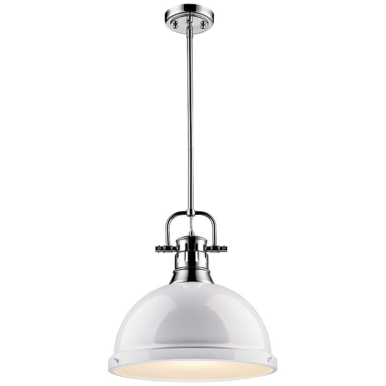 Image 4 Golden Lighting Duncan 14" Wide White Dome Pendant Light more views