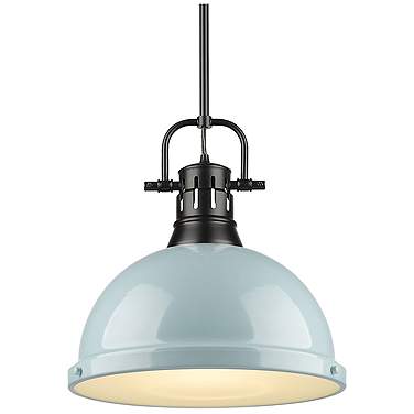 Golden Lighting Duncan 14" Wide Seafoam Blue Dome Pendant Light