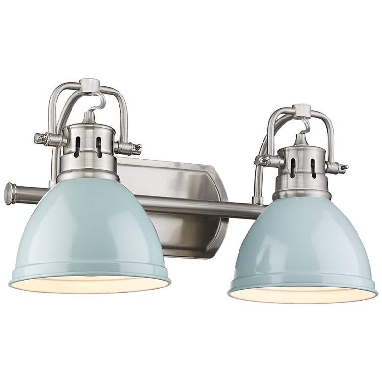Image 2 Golden Lighting Duncan 16 1/2" Pewter and Seafoam 2-Light Bath Light