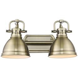Golden Lighting Duncan 16 1/2" Wide Aged Brass 2-Light Bath Light