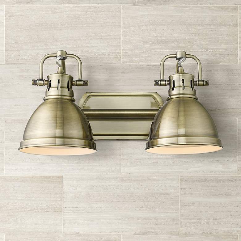 Image 1 Golden Lighting Duncan 16 1/2" Wide Aged Brass 2-Light Bath Light