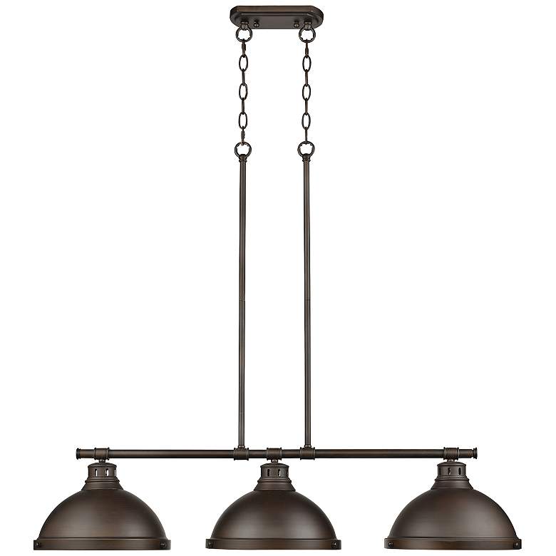 Image 2 Golden Lighting Duncan 40" Wide Bronze 3-Light Linear Dome Chandelier