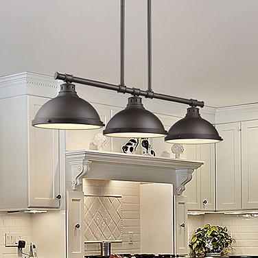 Golden Lighting Duncan 40" Wide Bronze 3-Light Linear Dome Chandelier