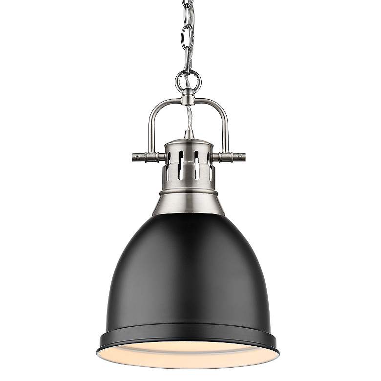 Image 2 Golden Lighting Duncan 9" Pewter Matte Black Dome Mini Pendant