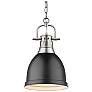 2_Golden Lighting Duncan 9" Pewter Matte Black Dome Mini Pendant