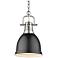 Golden Lighting Duncan 9" Pewter Matte Black Dome Mini Pendant